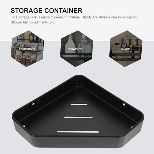 STAHAD Space Aluminum Floating Corner Shelf Wall Mounted Bathroom Storage Rack with Anti-Skid Lip Edge Black Shower Organizer for Corner Wall Storage
