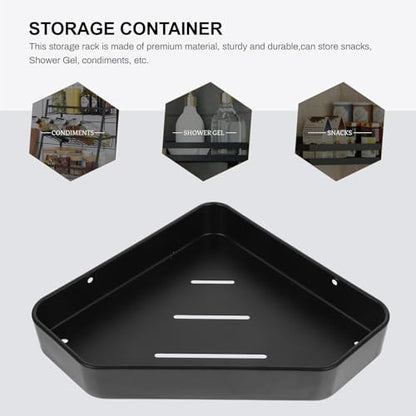 STAHAD Space Aluminum Floating Corner Shelf Wall Mounted Bathroom Storage Rack with Anti-Skid Lip Edge Black Shower Organizer for Corner Wall Storage
