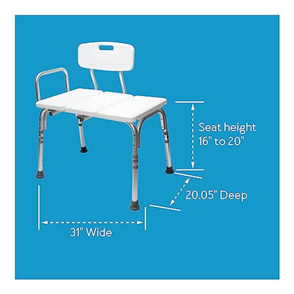 Carex Shower Bench and Shower Chair For Elderly and Disabled with Height Adjustable Legs, Tub Bench Converts to Right or Left Hand Entry, Shower Chair For Bathtub