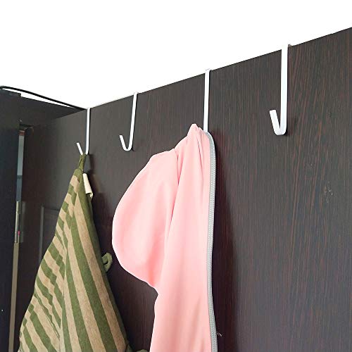 OJYUDD 12 Pack White Smart Over The Door Hook,2 Side Metal Z Hooks,S Hooks for Hanging Coats,Bags,Towels for Bathroom,Kitchen,Office