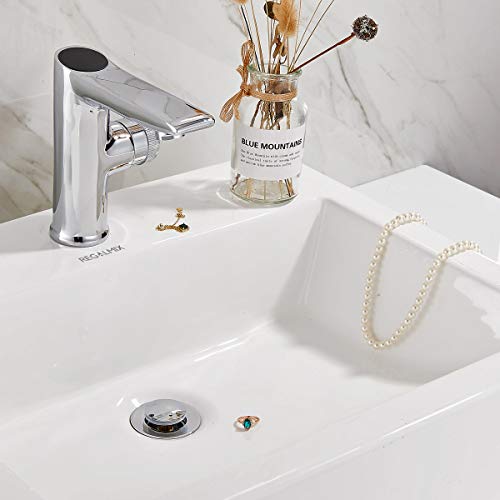 REGALMIX Pop Up Drain, Bathroom Faucet Vessel Vanity Sink Drain Stopper, Built-in Anti-Clogging Strainer, Polished Chrome Without Overflow,Fits Standard American Drain Hole(1-1/2" to 1-3/4") R085A-CP - color: Chrome, size: Without Overflow