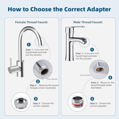 Hibbent 11 Pieces Faucet Adapter Kit, Kitchen Sink Brass Aerator Adapter Set, Male Female Sink Faucet Adapter Connecting Style Faucets, Standard Hose, Chrome Finished - style: Faucet Adapter