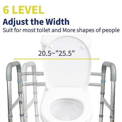 Toilet Safety Rails, Adjustable Toilet Rails for Elderly Adults Senior Disabled Handicap, Toilet Assistance Handles Safety Frames, Fit for Most Toilet, Foldable & Portable