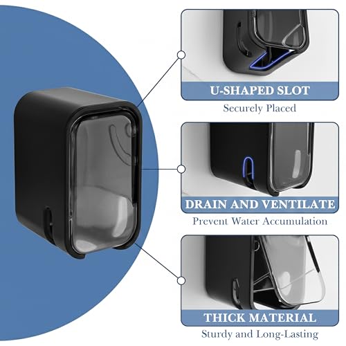 4 Pack Toothbrush Holders for Bathrooms Shower, Wall Mount Toothbrush Organizer with Cover, Self Adhesive Electric Toothbrush Storage, Quick Dry Toothbrush Hanger (Black) - color: Black