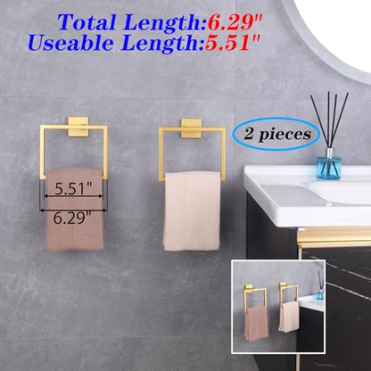 GERZWY Bathroom Hand Towel Holder Gold Stainless Steel Towel Ring for Bath Kitchen Garage Heavy Duty Wall Mounted JG1916-2BE - color: Gold