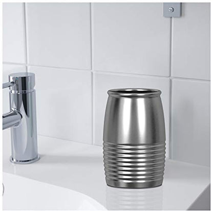 nu steel Arvada Ribbed Metal Rust Resistant Stainless Steel Tumbler Cup for Bathroom Vanity Countertops for Rinsing, Drinking, Storing Dental Accessories and Organizing Makeup Brushes, Eye Liners