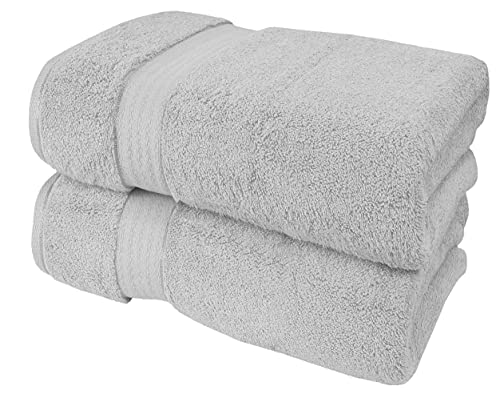 GLAMBURG 700 GSM Premium Cotton 2-Pack Oversized Extra Large Bath Sheets - 100% Combed Cotton - 2 Bath Sheets 35x70 - Luxury Hotel & Spa Quality - Durable Ultra Soft Highly Absorbent - Light Grey - color: Light Grey, size: 2 Pack 700 GSM Bathsheet