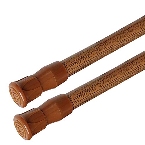 Spring Tension Curtain Rods Short Tension Rod (Wood, 16" to 28"-2Pcs, Optimum Scope of Application 16 to 24 inch, Can't Hang Heavy Curtains) - color: Wood, size: 16" to 28"-2Pcs