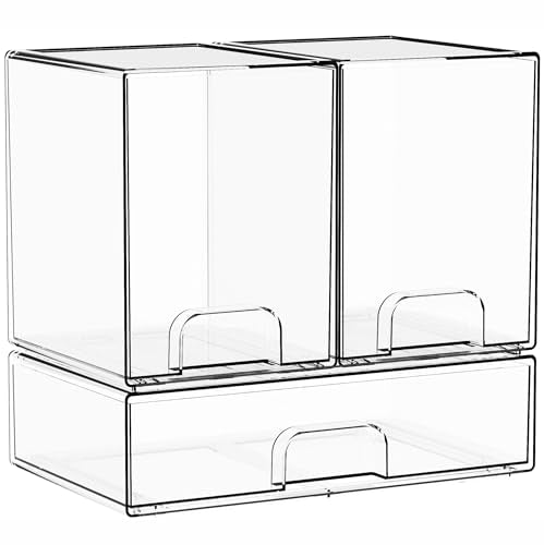 3 Set Baby Bottle Organizer for Countertop,BPA Free Bottle Station Organizer for Breast Pump Parts,Pacifier and Baby Accessories,Clear Stackable Storage Drawers and Home Edit Storage Containers - style: 3 PACK