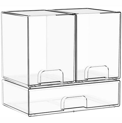 3 Set Baby Bottle Organizer for Countertop,BPA Free Bottle Station Organizer for Breast Pump Parts,Pacifier and Baby Accessories,Clear Stackable Storage Drawers and Home Edit Storage Containers - style: 3 PACK
