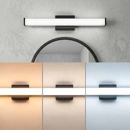 URSOLA 24" Modern LED Bathroom Light Fixtures, Matte Black 3CCT Dimmable Bathroom Vanity Light Over Mirror, Bathroom Vanity Bath Bar Lights with Double Layer Acrylic Shade - color: Matte Black, size: 24inch