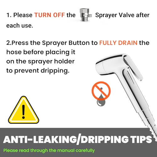 RV Bidet Sprayer, RV Handheld Bidet with Water Hose & RV Fitting, Wall-Mount Toilet Sprayer for Motorhomes, Fifth Wheels, Trailers & Campers Toilet (Chome Sprayer)