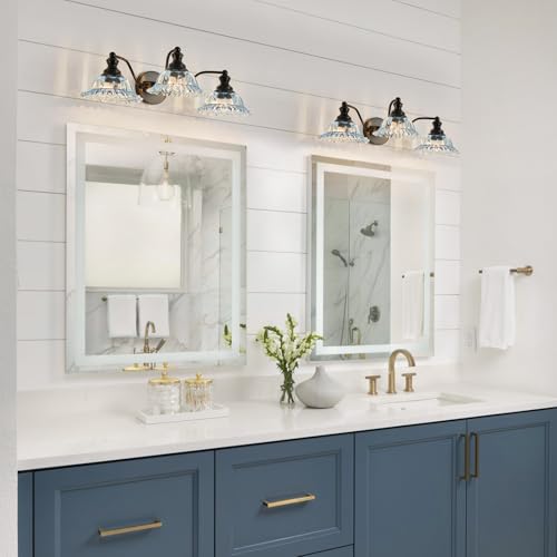 XIEDUN Blue and Black 3 Light Vanity Light Bathroom Vanity Light Fixture - color: Black and Blue, size: 3 Light