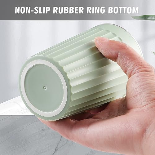 Toothbrush Cup Holder for Bathroom,Reusable Stainless Steel Bathroom Cup | 3"x4.5" Unbreakable Green Bathroom Tumbler Cup ,300ml Easy To Clean Striated Mouthwash Cup - color: Green