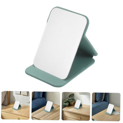 VICASKY 2pcs Portable Desk Makeup Mirrors with Stand Small Folding Vanity Mirror for Travel, Dorm, Bathroom, Countertop Use in Blue-Green