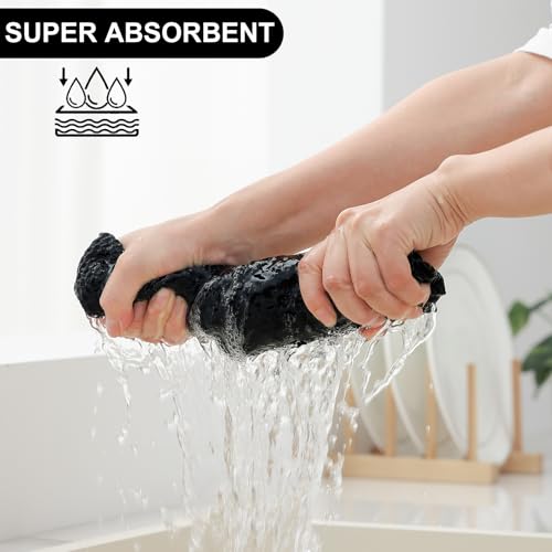 Homaxy Kitchen Towels and Dishcloths Set, Set of 12, Black | 100% Cotton Waffle Weave Kitchen Towels, Super Soft and Absorbent Dish Cloths, 12 x 12 and 13 x 28 Inches - color: Black, size: 12-Piece Set