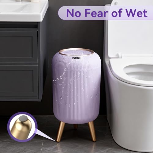 Procade Automatic Trash Can Bathroom,Auto Small Purple Garbage Can with Lid | 3 Gallon Touchless Motion Sensor Trash can with Legs,Smart Gold Purple Waste Basket for Bedroom,Kitchen,Dorm,rv,Office - color: Purple