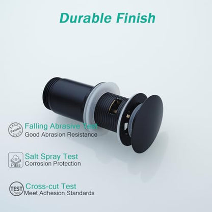 All Metal Bathroom Sink Drain,Pop-up Drain with Detachable Basket Stopper,Anti-Clogging Drain Strainer,Hair Catcher,for Vanity Vessel Sink with Overflow,SE83997PB-1MB - color: Matte Black(with Overflow)