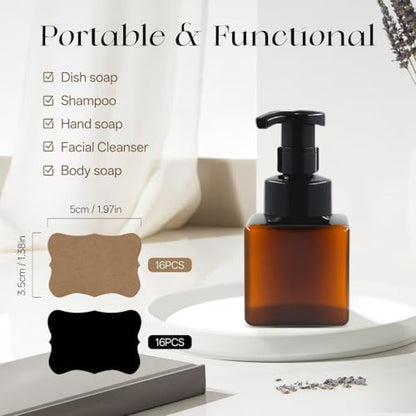 30 PCS 8.5 oz Foaming Soap Dispenser Plastic Foaming Pump Bottle, Refillable Dispenser with Plastic Pump, Empty Hand Bottles for Liquid Soap, Shampoo, Bathroom,Hotel,Restaurant (30, Brown) - color: Brown, size: 30
