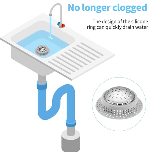 Aluvor Bathtub Drain Hair Catcher Shower Drain Cover Sink Drain Protector | Bathroom Sink & Bathtub Drain Strainer for Pop-Up & Regular Drains, grey - size: Large-Grey