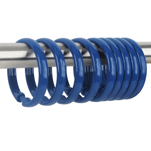 Navy Blue Shower Curtain Hooks - 12 Pcs Circular Plastic Shower Curtain Rings for Bathroom - O Shaped Dark Blue Shower Hooks Rings for Shower Curtain Rod - color: Navy Blue