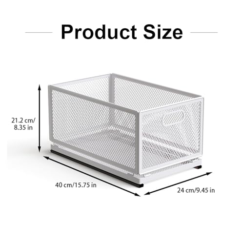 Pull Out Cabinet Organizer, Slide Out Drawers Fixed with Adhesive Nano Film, Pantry Shelves Sliding Drawer Storage Organization for Kitchen/Bathroom/Bedroom (15.7*9.4*8.3inch/40*24*21.2cm) - size: 15.7*9.4*8.3inch/40*24*21.2cm