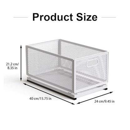 Pull Out Cabinet Organizer, Slide Out Drawers Fixed with Adhesive Nano Film, Pantry Shelves Sliding Drawer Storage Organization for Kitchen/Bathroom/Bedroom (15.7*9.4*8.3inch/40*24*21.2cm) - size: 15.7*9.4*8.3inch/40*24*21.2cm