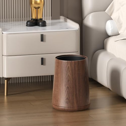 8L/2.1GAL Small Bathroom Trash Can,Walnut Trash Can | Double Layer,Built-In Bag Holder,Open-Top Trash Bin for Bathroom,Home,Office,Living Room - color: 2.1gal cone