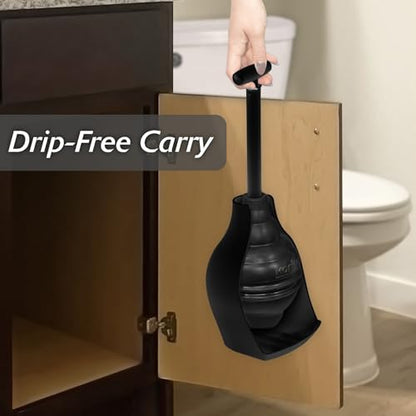 Korky Black BeehiveMAX Hideaway Heavy Duty Toilet Plunger with Holder in Black - color: Black