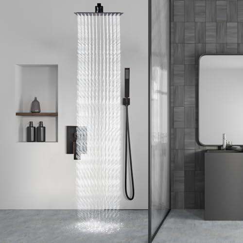 Aolemi Shower Faucet Set with Handheld Oil Rubbed Bronze 8 Inch Head | Pressure Balance Shower Valve and Trim Kit,SUS304 Rain Head and Handle System,All Metal,Wall Mount,Bathroom,Handheld Spray - color: Bronze, size: 8 Inch Wall Mount Shower Head