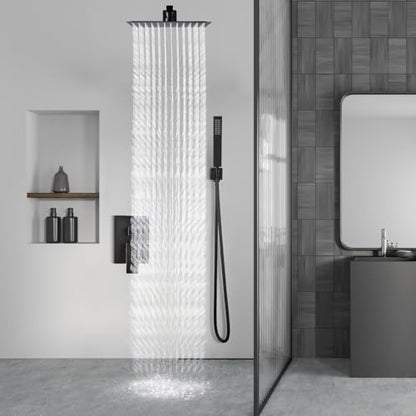 Aolemi Shower Faucet Set with Handheld Oil Rubbed Bronze 8 Inch Head | Pressure Balance Shower Valve and Trim Kit,SUS304 Rain Head and Handle System,All Metal,Wall Mount,Bathroom,Handheld Spray - color: Bronze, size: 8 Inch Wall Mount Shower Head
