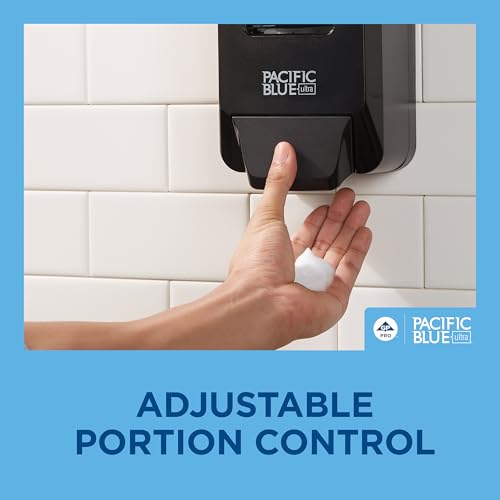 Pacific Blue Ultra Wall-Mounted Manual Dispenser for Foaming Hand Soap and Hand Sanitizer by GP PRO (Georgia-Pacific), Brushed Stainless, 53060, 11.5" W x 5.6" D by 4.4" H - size: 1 Count (Pack of 1)