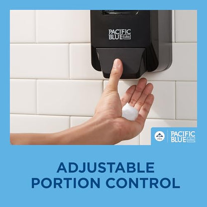 Pacific Blue Ultra Wall-Mounted Manual Dispenser for Foaming Hand Soap and Hand Sanitizer by GP PRO (Georgia-Pacific), Brushed Stainless, 53060, 11.5" W x 5.6" D by 4.4" H - size: 1 Count (Pack of 1)