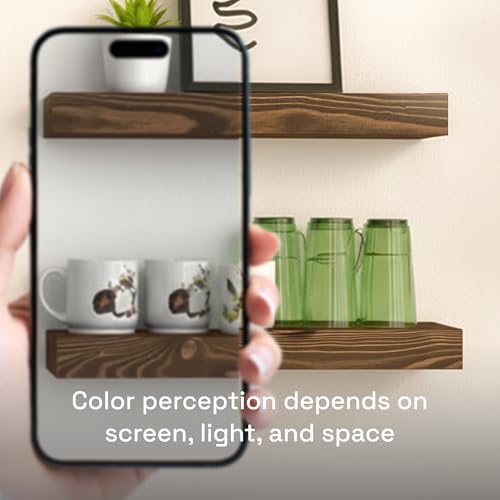 Solid Wood Floating Shelves for Wall 24 Inch Walnut, Wooden Bathroom Shelf | Real Wood, Wall Mounted, Rustic Farmhouse, Bedroom Kitchen Living Room, Walnut Finish, 24W x 6,7D, Set of 2 - color: Walnut, size: 24 Inch