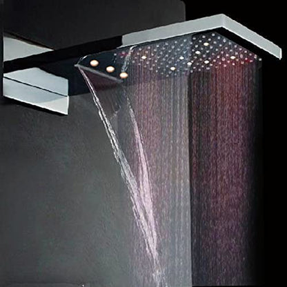 Cascada Luxury 22" Rectangular Wall Mounted Thermostatic LED Shower System With LCD Touch Screen, 3-Mode Functions (Rainfall, Waterfall and Handheld) (LED, Oil Rubbed Bronze)
