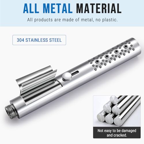 G-Promise All Metal Round 3 Function Handheld Shower Head(Chrome) | All Metal Construction, 3 Function Modes with Massage, Modern Look, Push Switch, Easy Installation - color: Chrome, style: Round