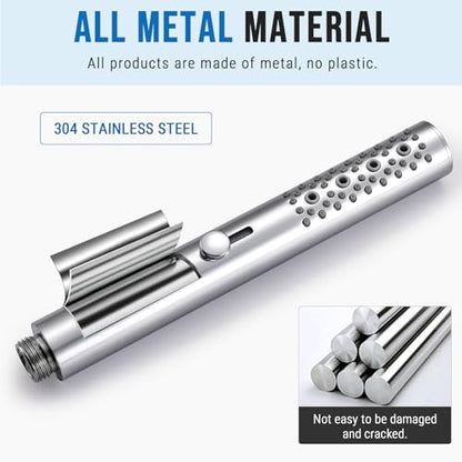 G-Promise All Metal Round 3 Function Handheld Shower Head(Chrome) | All Metal Construction, 3 Function Modes with Massage, Modern Look, Push Switch, Easy Installation - color: Chrome, style: Round