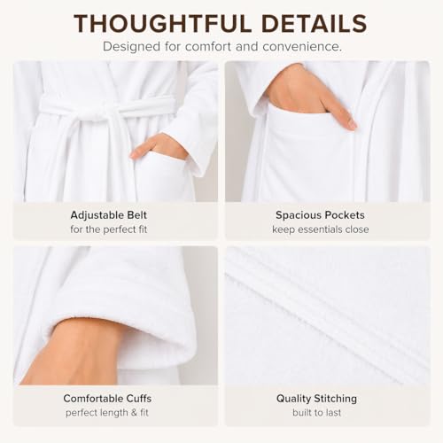 BIOLINEN 100% Cotton Terry Shawl Collar Bathrobe with Slippers