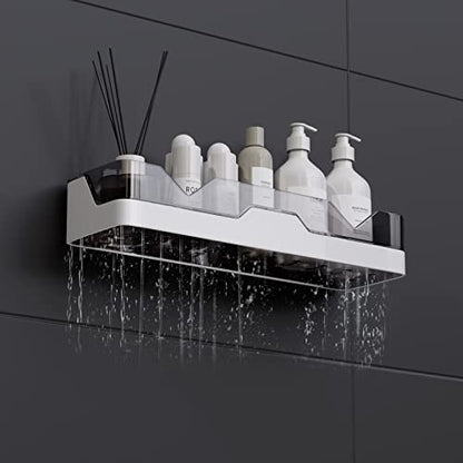 2-Pack Adhesive Shower Caddy, No-Drill Shower Racks with Hooks for Bathroom | Two Adhesive Shelves with Hooks, No Drilling Required, Space-Saving Storage for Shower, Bathroom and Kitchen Essentials