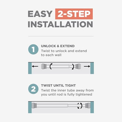 Zenna Home Tension Shower Curtain Rod, Chrome, 44 to 72 Inches – Premium Steel Adjustable Shower Curtain Rod for Bathroom, Easy No Drill Install – Rust Resistant Spring Tension Shower Curtain Bar - color: Chrome, size: 44" to 72" (Standard Size)