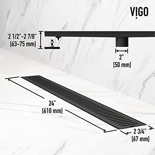 VIGO Elan 24 in. Linear Shower Drain in Matte Black - VG07002MB - color: Matte Black, size: 24 in.