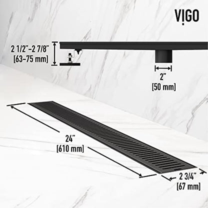VIGO Elan 24 in. Linear Shower Drain in Matte Black - VG07002MB - color: Matte Black, size: 24 in.