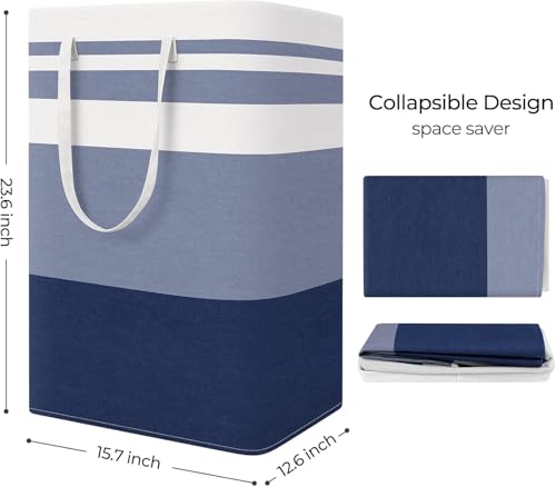 StorageRight Laundry Basket Hamper Large Collapsible Laundry Hamper with Easy Carry Handles，Freestanding Clothes Hampers for Laundry, Bedroom, Dorm, Clothes, Towels, 75L, Gradient Blue | Freestanding Clothes Hampers, Foldable design, with Easy Carry Handl