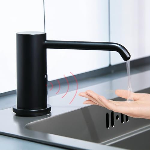 Automatic Soap Dispenser for Kitchen Sink, Matte Black Touchless Built-in Liquid Soap Dispenser with 33.81oz/1000ml Motion Activated No Touch Sanitizer Dispenser for Bathroom with High Capacity - color: Black