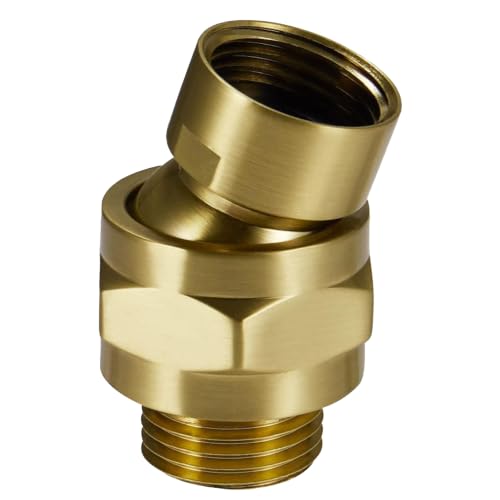 Shower Head Swivel Ball Adapter: Adjustable Pivot Ball to Adjust Showerhead Angle, Solid Brass Shower Arm Connector Extension Component (Gold) - color: Gold