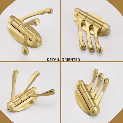 Angle Simple Bathroom Towel Hook Brushed Dark Gold, Swivel Towel Holder | Zinc Alloy, Home RV Robe Clothes Coat Organizer, Fold Flat Against Wall, Screw Wall Mount - color: Brushed Gold, size: 1 Pack