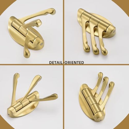 Angle Simple Bathroom Towel Hook Brushed Dark Gold, Swivel Towel Holder | Zinc Alloy, Home RV Robe Clothes Coat Organizer, Fold Flat Against Wall, Screw Wall Mount - color: Brushed Gold, size: 1 Pack