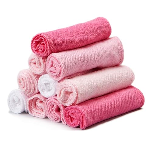 Spasilk Baby Washcloth Wipes Set for Newborn Boys and Girls, Soft Terry, Pack of 10, Pink - color: Pink, size: 10 Count (Pack of 1)