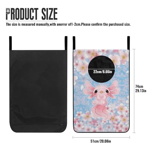 ZOUTAIRONG Cute Axolotl Hanging Laundry Hamper Saving Space Laundry Bag Pink Cherry Blossom Laundry Basket Over The Door Storage Bags for Bedroom Home Dirty Clothes Hampers Blue - color: Axolotl Flower