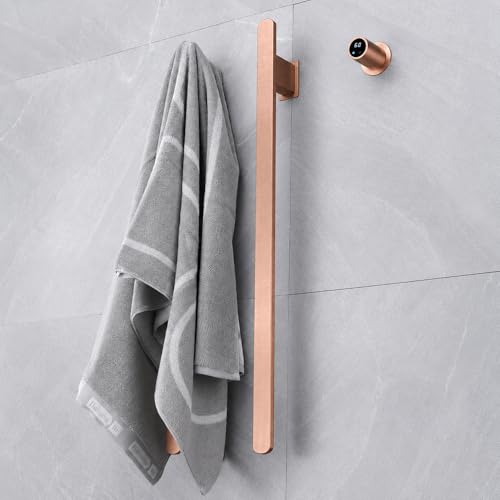 Bathroom Heated Towel Rack, Rose Gold Towel Warmer, 2Bars, 110V | Smart Touch Control, Wall Mounted, Concealed Hardwired, Stainless Steel, Dry Towels in Modern Bathrooms, Space-Saving Design - color: Rose Gold-2 Bars